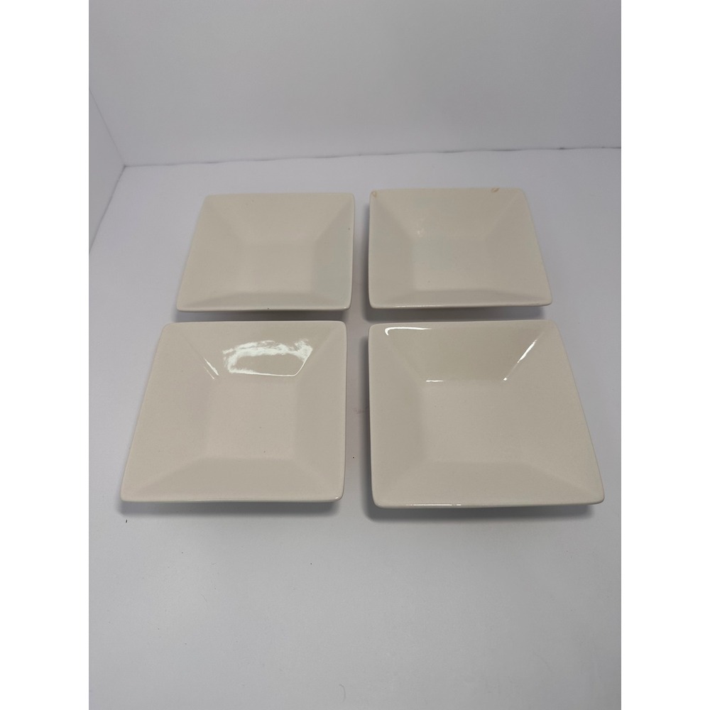 10 Strawberry Street Square Cream White Ceramic Dipping Bowls Set of 4 4.75in